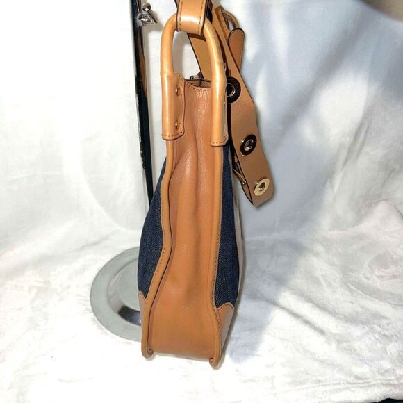 Michael Kors Sullivan Large Leather & Denim Messenger Bag Leather Trim - EUC - Picture 7 of 12